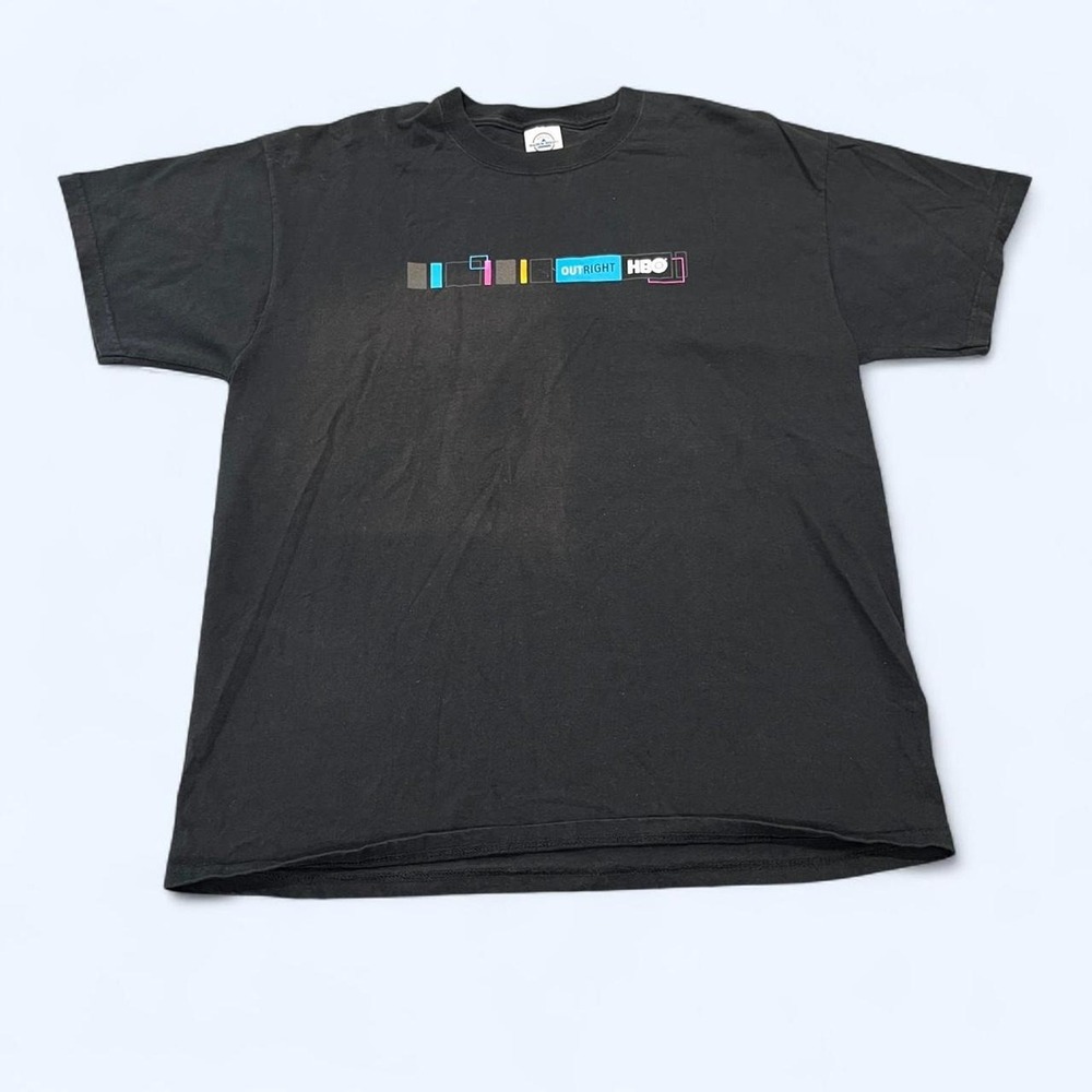 HBO Outright Graphic T-Shirt Mens Large Black Delta Magnum Weight Cotton Tee